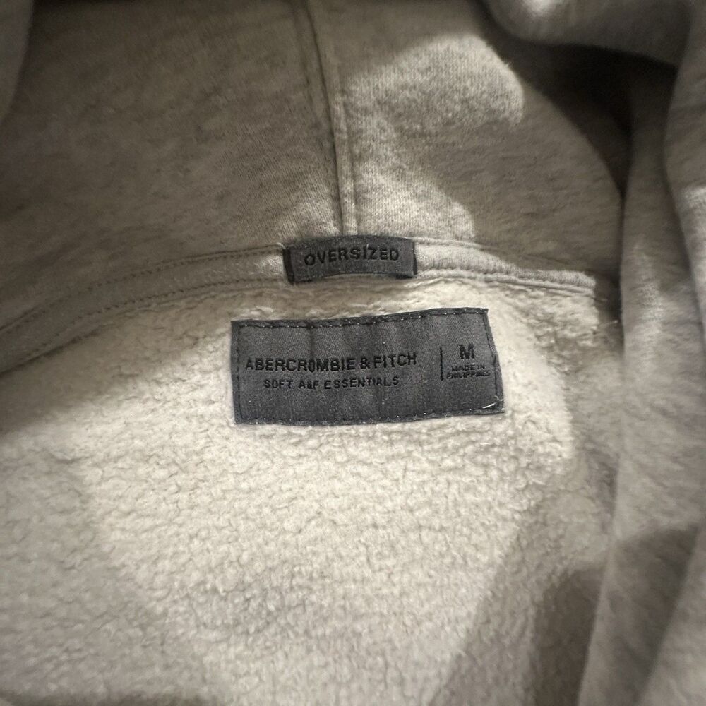 Abercrombie & Fitch Soft A&F Essentials Hoodie Men's M Oversized Light Gray - Picture 5 of 8